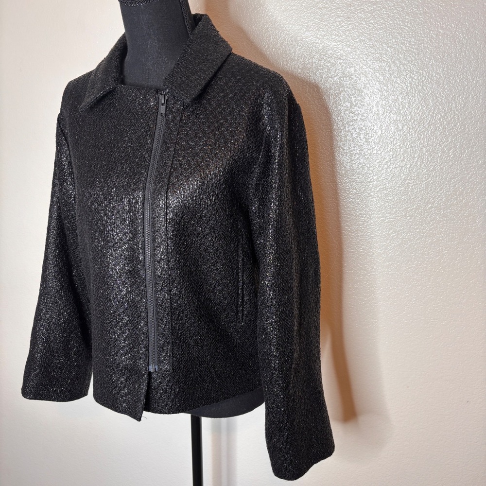 Free People Hutch Black Tweed Foil Jacket Blazer Size Medium - Picture 3 of 11